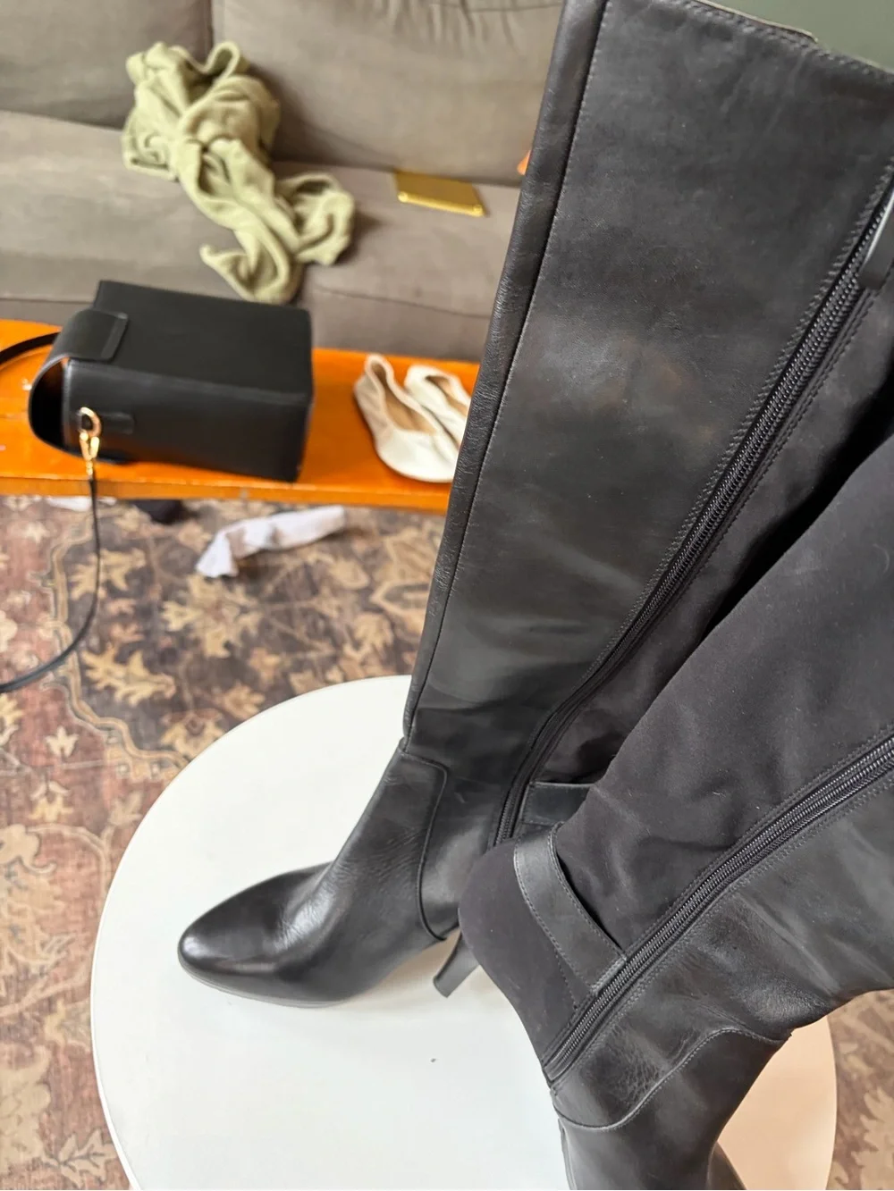 Greyson Black Over-The-Knee Pointed-Toe Stiletto Boots with Ankle Buckle